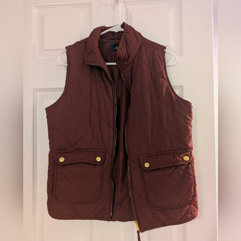 Francesca's Burgundy Quilted Vest Blue Rain Size Medium
